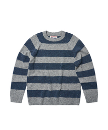 FLATWAVE IN SEOUL（フラットウェーブインソウル）の「Noor Wool Stripe Round Knit Grey/Indigo（ニット/セーター）」