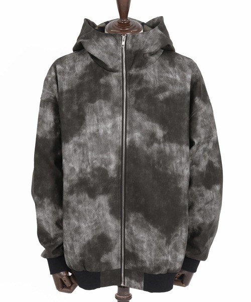 mj11312- Shade Synthetic Leather Hooded Jacket レザーフード