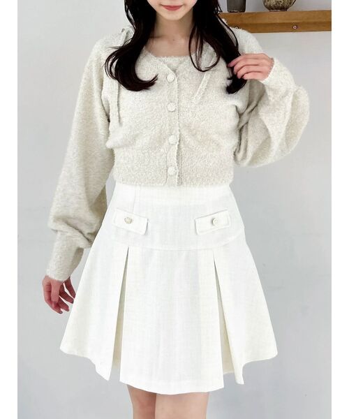 dazzlin(ダズリン)の「ミニシャギーラメニットカーデトップス(カーディガン/ボレロ・レディース・グレー/ベージュ/ピンク/レッド・FREE)」の3枚目の写真