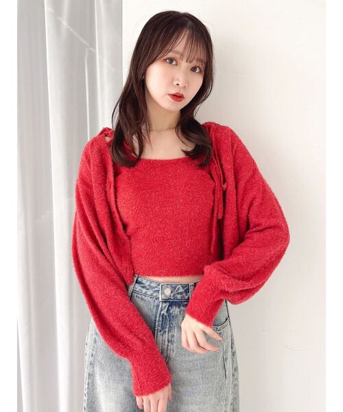 dazzlin(ダズリン)の「ミニシャギーラメニットカーデトップス(カーディガン/ボレロ・レディース・グレー/ベージュ/ピンク/レッド・FREE)」の1枚目の写真