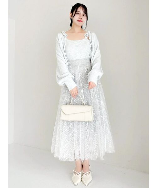 dazzlin(ダズリン)の「ミニシャギーラメニットカーデトップス(カーディガン/ボレロ・レディース・グレー/ベージュ/ピンク/レッド・FREE)」の9枚目の写真