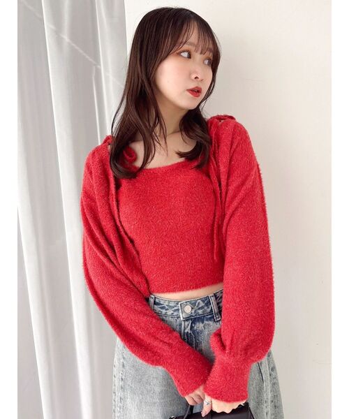 dazzlin(ダズリン)の「ミニシャギーラメニットカーデトップス(カーディガン/ボレロ・レディース・グレー/ベージュ/ピンク/レッド・FREE)」の11枚目の写真