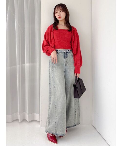 dazzlin(ダズリン)の「ミニシャギーラメニットカーデトップス(カーディガン/ボレロ・レディース・グレー/ベージュ/ピンク/レッド・FREE)」の14枚目の写真