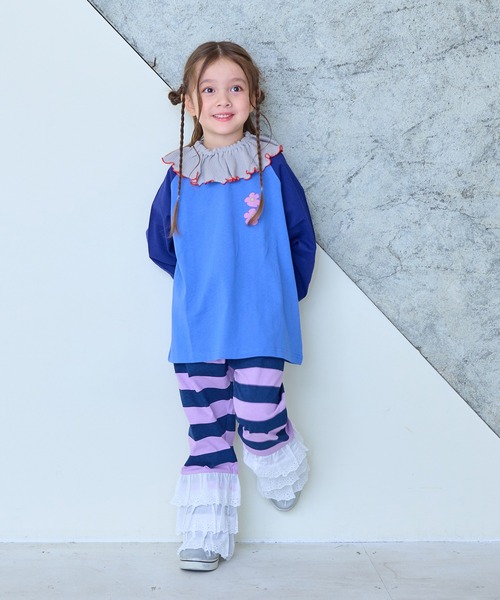 MARKEY'S(マーキーズ)の「レースフリルティアードボーダーパンツ(その他パンツ・キッズ・ブラック系その他/レッド系その他/ピンク系その他・140/130/120/110/100/90/150)」の6枚目の写真