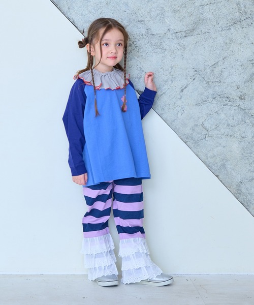 MARKEY'S(マーキーズ)の「レースフリルティアードボーダーパンツ(その他パンツ・キッズ・ブラック系その他/レッド系その他/ピンク系その他・140/130/120/110/100/90/150)」の7枚目の写真