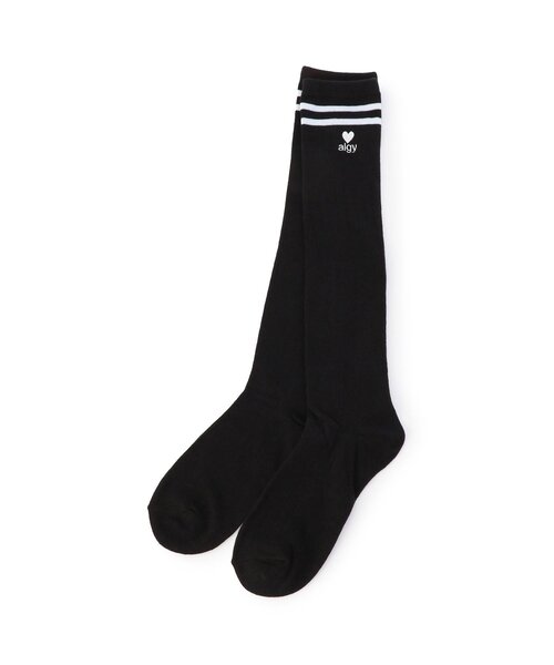 algy（アルジー）の「ダブルラインハイソックス（ソックス/靴下・キッズ・ブラック/アイボリー/ネイビー・21/24）」の2枚目の写真
