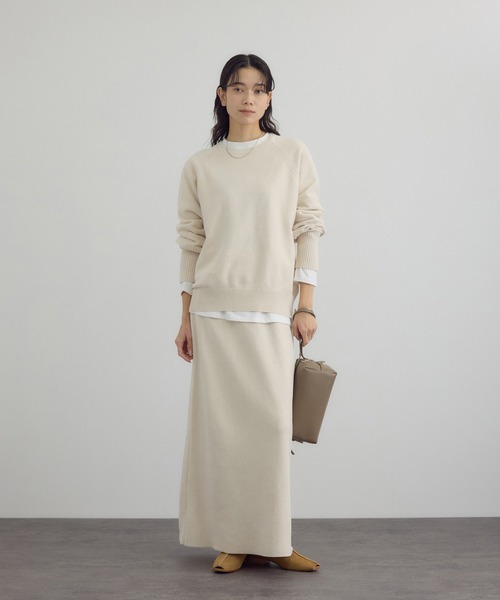 SALON adam et rope'（サロン アダム エ ロペ）の「ナローロングスカート-CreamyCotton /クリーミーコットン-（スカート・レディース・オフホワイト/ベージュ系その他/ブラック・FREE）」の7枚目の写真