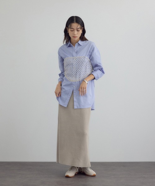 SALON adam et rope'（サロン アダム エ ロペ）の「ナローロングスカート-CreamyCotton /クリーミーコットン-（スカート・レディース・オフホワイト/ベージュ系その他/ブラック・FREE）」の9枚目の写真