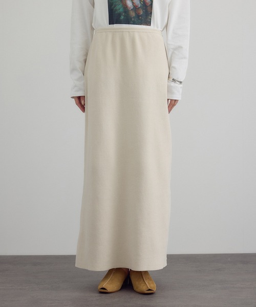 SALON adam et rope'（サロン アダム エ ロペ）の「ナローロングスカート-CreamyCotton /クリーミーコットン-（スカート・レディース・オフホワイト/ベージュ系その他/ブラック・FREE）」の11枚目の写真