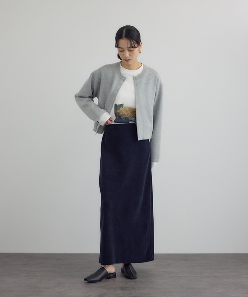 SALON adam et rope'（サロン アダム エ ロペ）の「ナローロングスカート-CreamyCotton /クリーミーコットン-（スカート・レディース・オフホワイト/ベージュ系その他/ブラック・FREE）」の20枚目の写真