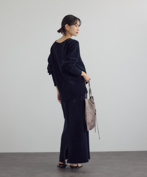 SALON adam et rope'（サロン アダム エ ロペ）の「ナローロングスカート-CreamyCotton /クリーミーコットン-（スカート・レディース・オフホワイト/ベージュ系その他/ブラック・FREE）」の22枚目の写真