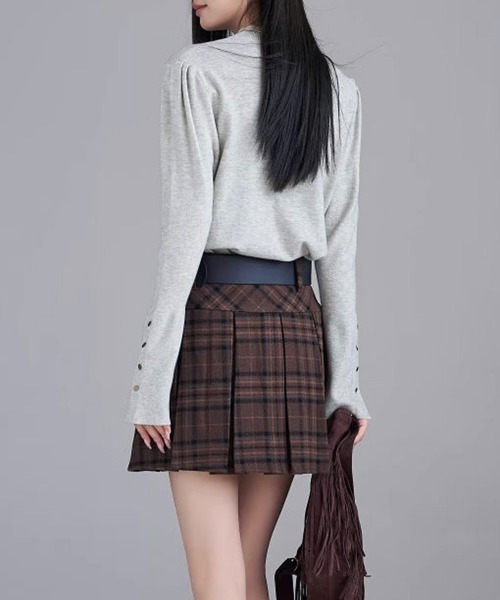 Miniministore(ミニミニストア)の「ニットトップス 長袖 ハイネック 重ね着(ニット/セーター・レディース・アイボリー/カーキブラウン/ライトグレー/ブラック・FREE)」の17枚目の写真