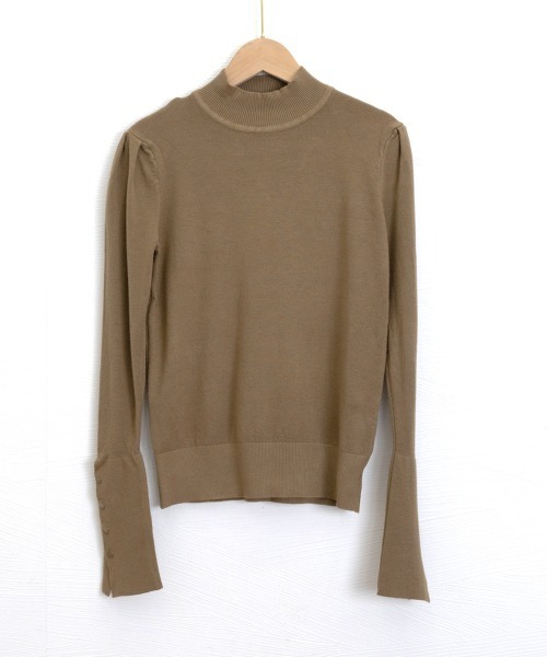 Miniministore(ミニミニストア)の「ニットトップス 長袖 ハイネック 重ね着(ニット/セーター・レディース・アイボリー/カーキブラウン/ライトグレー/ブラック・FREE)」の9枚目の写真