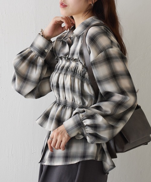 オンブレチェックビスチェセットシャツ（シャツ/ブラウス）｜COLONY
