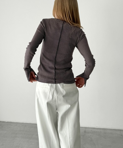 CANAL JEAN（キャナルジーン）の「Miller　パネルリブスリットプルオーバー（Tシャツ/カットソー・レディース・レッド系その他/イエロー系その他/マルチ・ONE SIZE）」の5枚目の写真