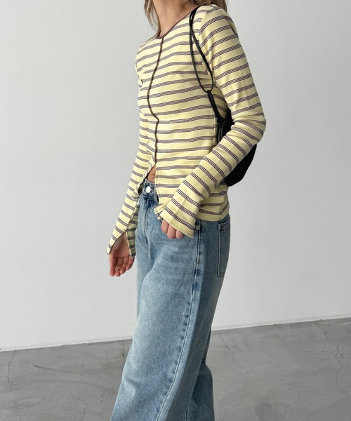 CANAL JEAN（キャナルジーン）の「Miller　パネルリブスリットプルオーバー（Tシャツ/カットソー・レディース・レッド系その他/イエロー系その他/マルチ・ONE SIZE）」の7枚目の写真