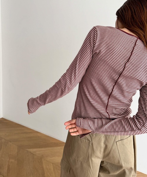 CANAL JEAN（キャナルジーン）の「Miller　パネルリブスリットプルオーバー（Tシャツ/カットソー・レディース・レッド系その他/イエロー系その他/マルチ・ONE SIZE）」の11枚目の写真