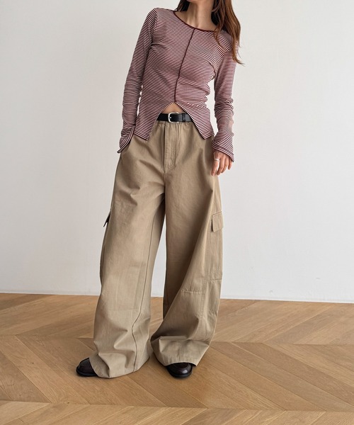 CANAL JEAN（キャナルジーン）の「Miller　パネルリブスリットプルオーバー（Tシャツ/カットソー・レディース・レッド系その他/イエロー系その他/マルチ・ONE SIZE）」の12枚目の写真