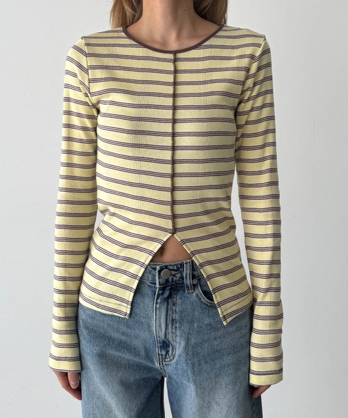 CANAL JEAN（キャナルジーン）の「Miller　パネルリブスリットプルオーバー（Tシャツ/カットソー・レディース・レッド系その他/イエロー系その他/マルチ・ONE SIZE）」の13枚目の写真