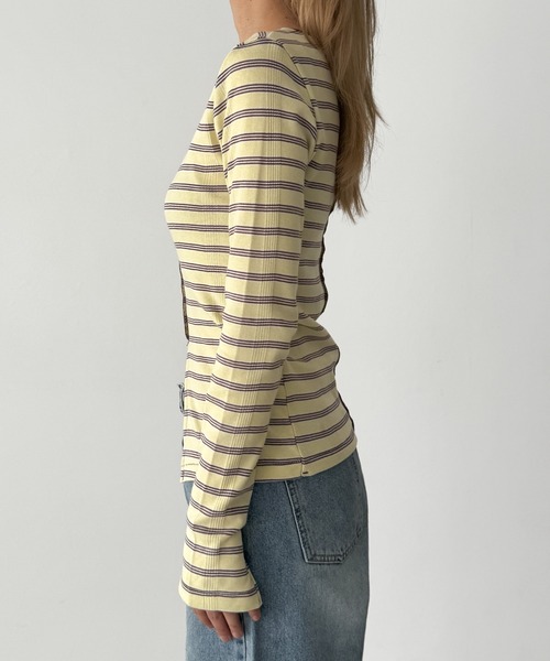 CANAL JEAN（キャナルジーン）の「Miller　パネルリブスリットプルオーバー（Tシャツ/カットソー・レディース・レッド系その他/イエロー系その他/マルチ・ONE SIZE）」の14枚目の写真