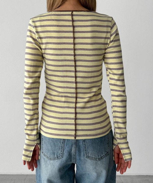 CANAL JEAN（キャナルジーン）の「Miller　パネルリブスリットプルオーバー（Tシャツ/カットソー・レディース・レッド系その他/イエロー系その他/マルチ・ONE SIZE）」の15枚目の写真