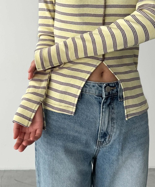 CANAL JEAN（キャナルジーン）の「Miller　パネルリブスリットプルオーバー（Tシャツ/カットソー・レディース・レッド系その他/イエロー系その他/マルチ・ONE SIZE）」の17枚目の写真