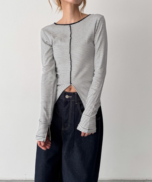 CANAL JEAN(キャナルジーン)の「Miller パネルリブスリットプルオーバー(Tシャツ/カットソー・レディース・レッド系その他/イエロー系その他/マルチ/ネイビー系/ブルー・ONE SIZE)」の13枚目の写真