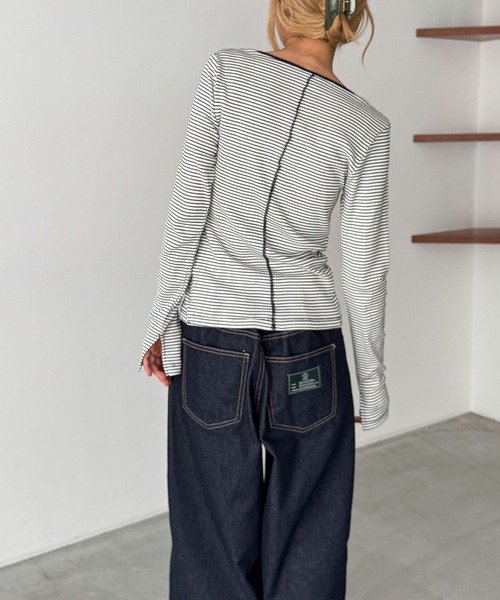 CANAL JEAN(キャナルジーン)の「Miller パネルリブスリットプルオーバー(Tシャツ/カットソー・レディース・レッド系その他/イエロー系その他/マルチ/ネイビー系/ブルー・ONE SIZE)」の14枚目の写真