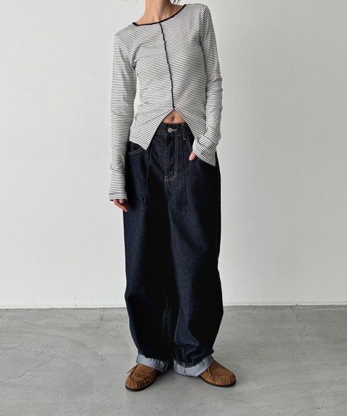 CANAL JEAN(キャナルジーン)の「Miller パネルリブスリットプルオーバー(Tシャツ/カットソー・レディース・レッド系その他/イエロー系その他/マルチ/ネイビー系/ブルー・ONE SIZE)」の15枚目の写真