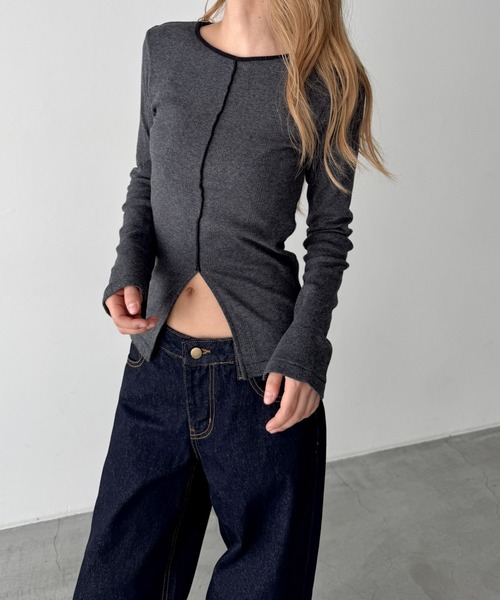 CANAL JEAN(キャナルジーン)の「Miller パネルリブスリットプルオーバー(Tシャツ/カットソー・レディース・レッド系その他/イエロー系その他/マルチ/ネイビー系/ブルー/グレー系その他/チャコールグレー・ONE SIZE)」の19枚目の写真