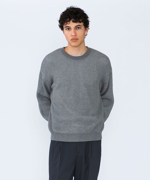 City Ambient Products（シティアンビエントプロダクツ）の「City Ambient Products: 2トーン ワッフル クルーネック ニット（ニット/セーター・メンズ・ネイビー/グレー/ダークグリーン・SMALL/MEDIUM/LARGE）」の2枚目の写真