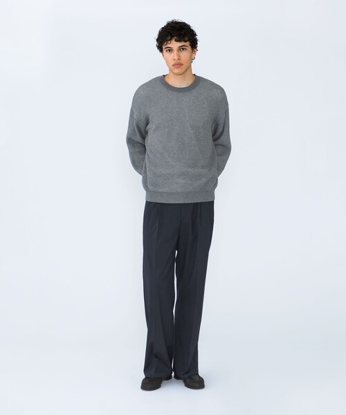 City Ambient Products（シティアンビエントプロダクツ）の「City Ambient Products: 2トーン ワッフル クルーネック ニット（ニット/セーター・メンズ・ネイビー/グレー/ダークグリーン・SMALL/MEDIUM/LARGE）」の5枚目の写真