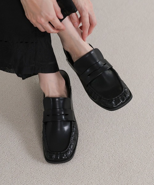 select MOCA（セレクトモカ）の「スクエアトゥギャザーローファー（ローファー・レディース・ブラウン/ブラック・LARGE/MEDIUM/SMALL）」の2枚目の写真