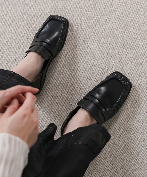 select MOCA（セレクトモカ）の「スクエアトゥギャザーローファー（ローファー・レディース・ブラウン/ブラック・LARGE/MEDIUM/SMALL）」の7枚目の写真