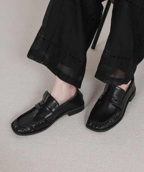 select MOCA（セレクトモカ）の「スクエアトゥギャザーローファー（ローファー・レディース・ブラウン/ブラック・LARGE/MEDIUM/SMALL）」の8枚目の写真