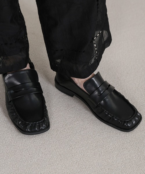 select MOCA（セレクトモカ）の「スクエアトゥギャザーローファー（ローファー・レディース・ブラウン/ブラック・LARGE/MEDIUM/SMALL）」の6枚目の写真