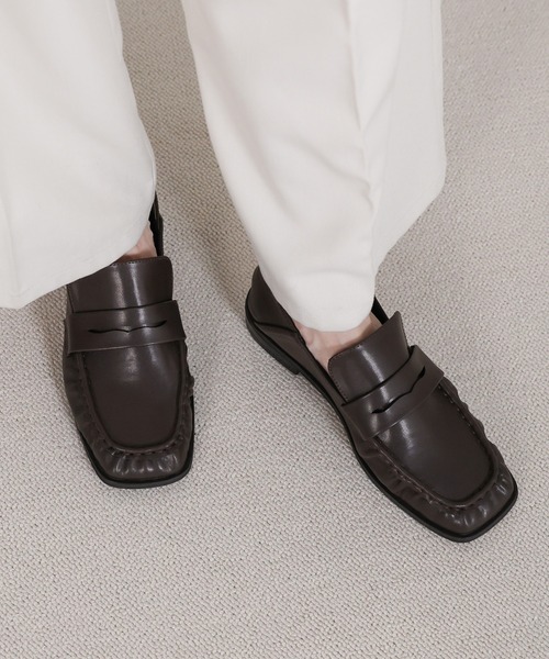 select MOCA（セレクトモカ）の「スクエアトゥギャザーローファー（ローファー・レディース・ブラウン/ブラック・LARGE/MEDIUM/SMALL）」の12枚目の写真