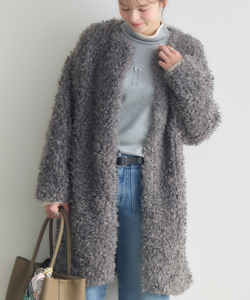 KATHARINE ROSS（キャサリンロス）の「【KATHARINE ROSS】ボアコート（その他アウター・レディース・ベージュ/ブラック/グレイッシュベージュ/グレー・MEDIUM）」の3枚目の写真