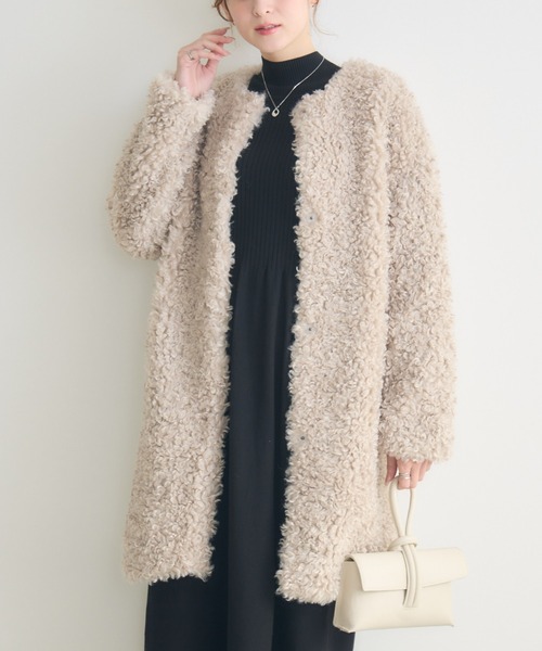 KATHARINE ROSS（キャサリンロス）の「【KATHARINE ROSS】ボアコート（その他アウター・レディース・ベージュ/ブラック/グレイッシュベージュ/グレー・MEDIUM）」の4枚目の写真