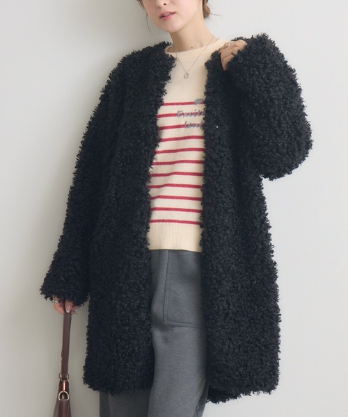 KATHARINE ROSS（キャサリンロス）の「【KATHARINE ROSS】ボアコート（その他アウター・レディース・ベージュ/ブラック/グレイッシュベージュ/グレー・MEDIUM）」の2枚目の写真