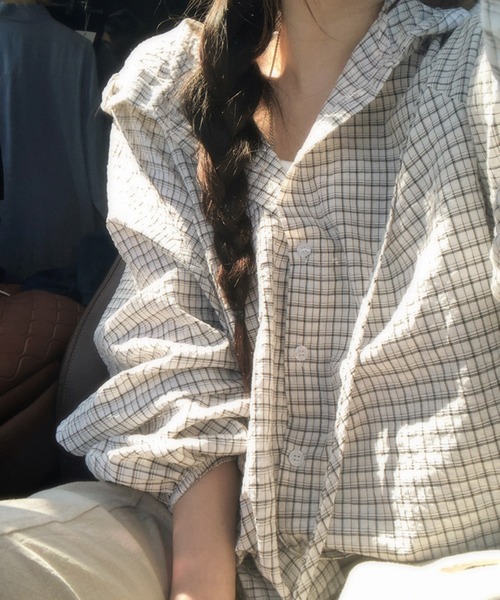 WEGO(ウィゴー)の「WEGO/チェックフードシャツパーカー/トップス(パーカー・レディース・ブラック/ホワイト・MEDIUM/LARGE)」の14枚目の写真