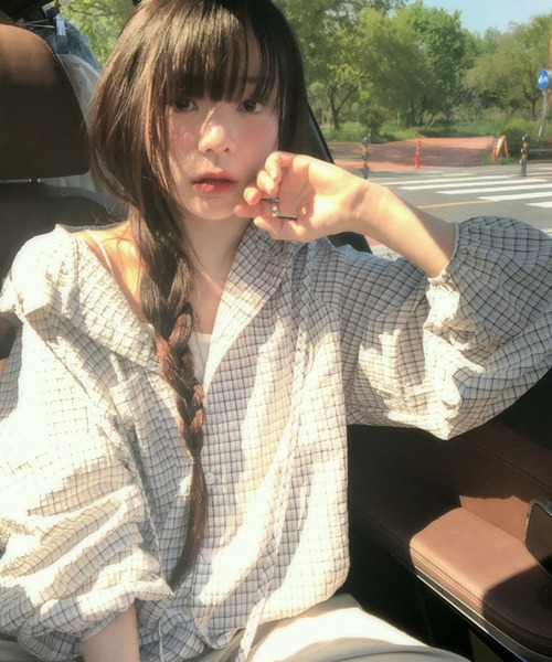 WEGO(ウィゴー)の「WEGO/チェックフードシャツパーカー/トップス(パーカー・レディース・ブラック/ホワイト・MEDIUM/LARGE)」の15枚目の写真