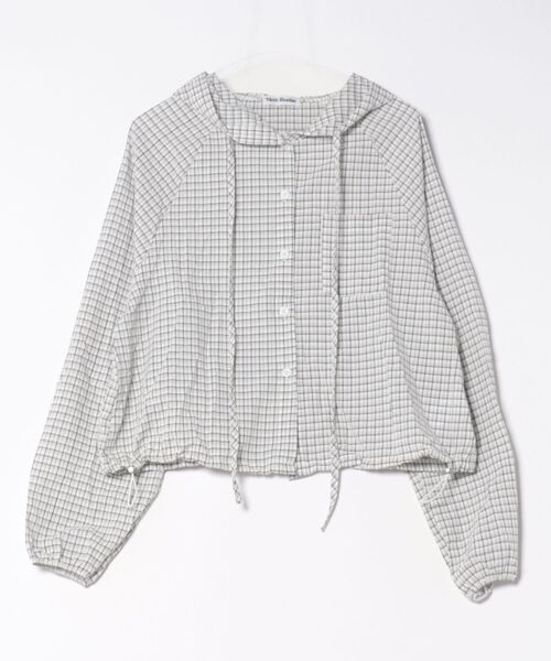 WEGO(ウィゴー)の「WEGO/チェックフードシャツパーカー/トップス(パーカー・レディース・ブラック/ホワイト・MEDIUM/LARGE)」の21枚目の写真