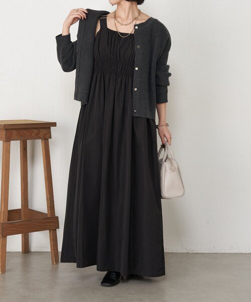 Jena espace merveilleux（ジェナ　エスパスメルヴェイユ）の「【メリハリシルエット】ウエストシャーリングジャンスカ（ワンピース・レディース・ライトベージュ/ブラック/カーキ・FREE）」の2枚目の写真