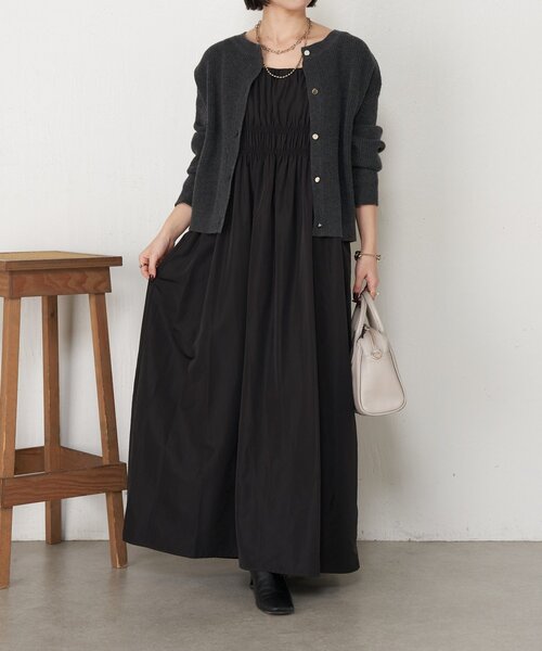 Jena espace merveilleux（ジェナ　エスパスメルヴェイユ）の「【メリハリシルエット】ウエストシャーリングジャンスカ（ワンピース・レディース・ライトベージュ/ブラック/カーキ・FREE）」の4枚目の写真