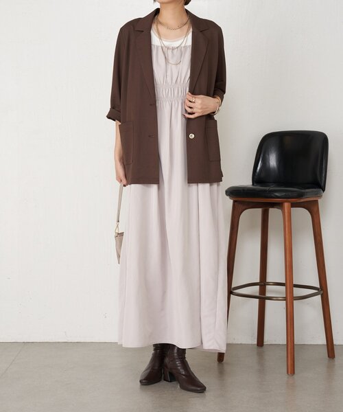 Jena espace merveilleux（ジェナ　エスパスメルヴェイユ）の「【メリハリシルエット】ウエストシャーリングジャンスカ（ワンピース・レディース・ライトベージュ/ブラック/カーキ・FREE）」の11枚目の写真