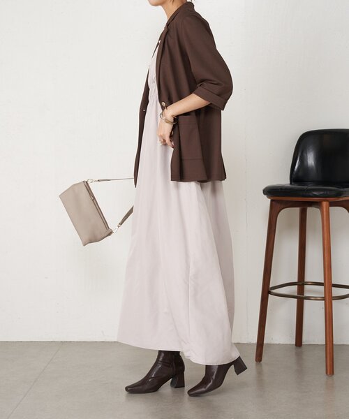 Jena espace merveilleux（ジェナ　エスパスメルヴェイユ）の「【メリハリシルエット】ウエストシャーリングジャンスカ（ワンピース・レディース・ライトベージュ/ブラック/カーキ・FREE）」の13枚目の写真