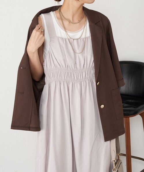 Jena espace merveilleux（ジェナ　エスパスメルヴェイユ）の「【メリハリシルエット】ウエストシャーリングジャンスカ（ワンピース・レディース・ライトベージュ/ブラック/カーキ・FREE）」の16枚目の写真