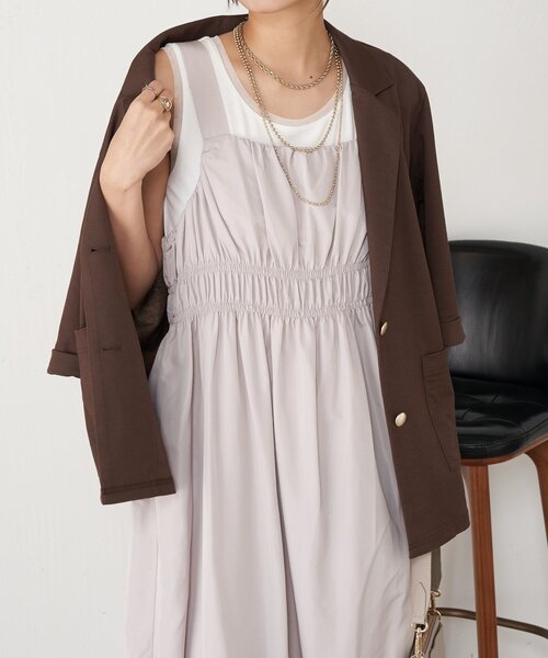 Jena espace merveilleux（ジェナ　エスパスメルヴェイユ）の「【メリハリシルエット】ウエストシャーリングジャンスカ（ワンピース・レディース・ライトベージュ/ブラック/カーキ・FREE）」の17枚目の写真