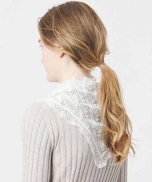 AEWEN MATOPH（イウエン マトフ）の「＜AEWEN MATOPH＞ニットレーススカーフ（ストール/ショール・レディース・オフホワイト/ブラック・FREE）」の2枚目の写真